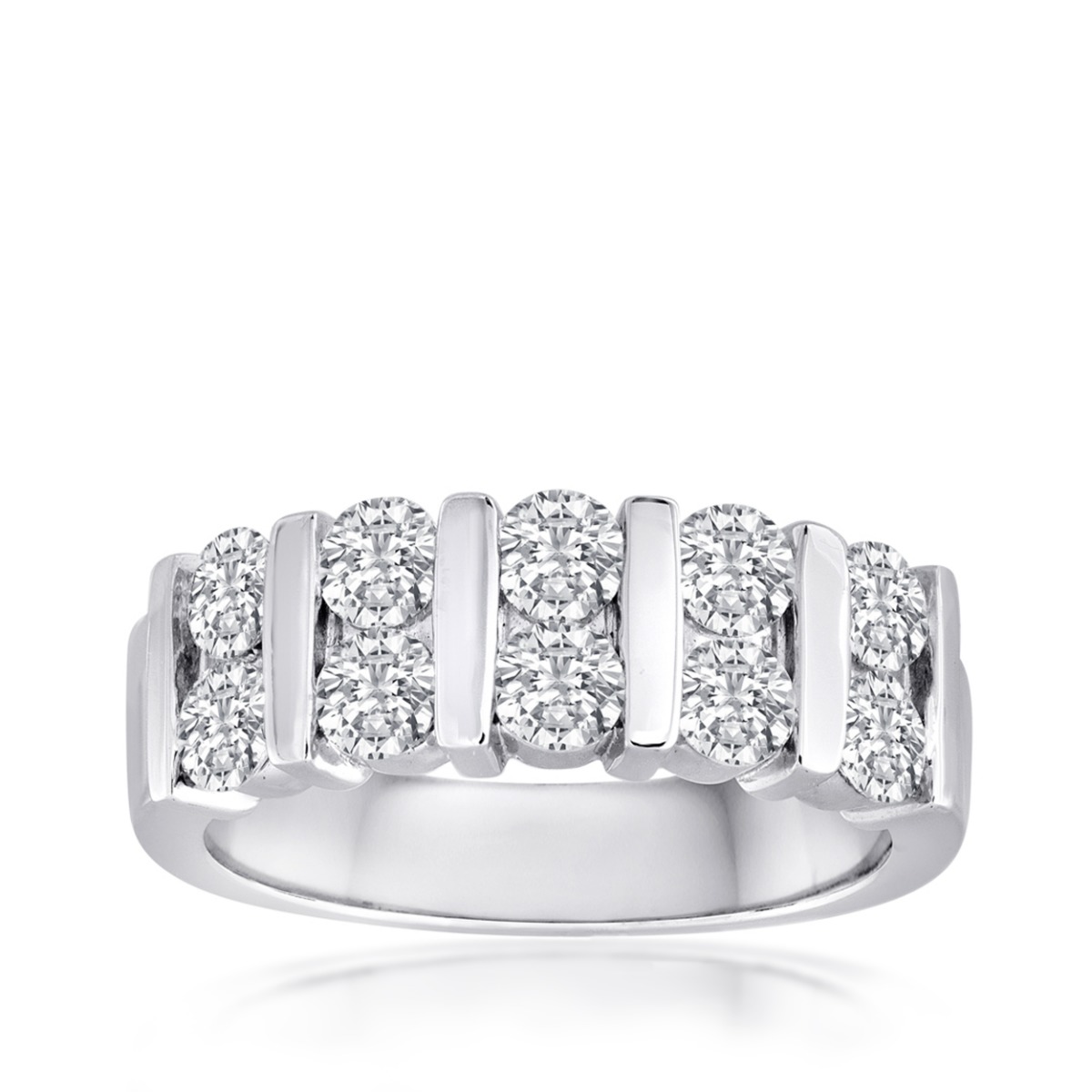 1-1/2 ct. tw. Round Brilliant Diamond Two Row Anniversary Ring in 14K White Gold