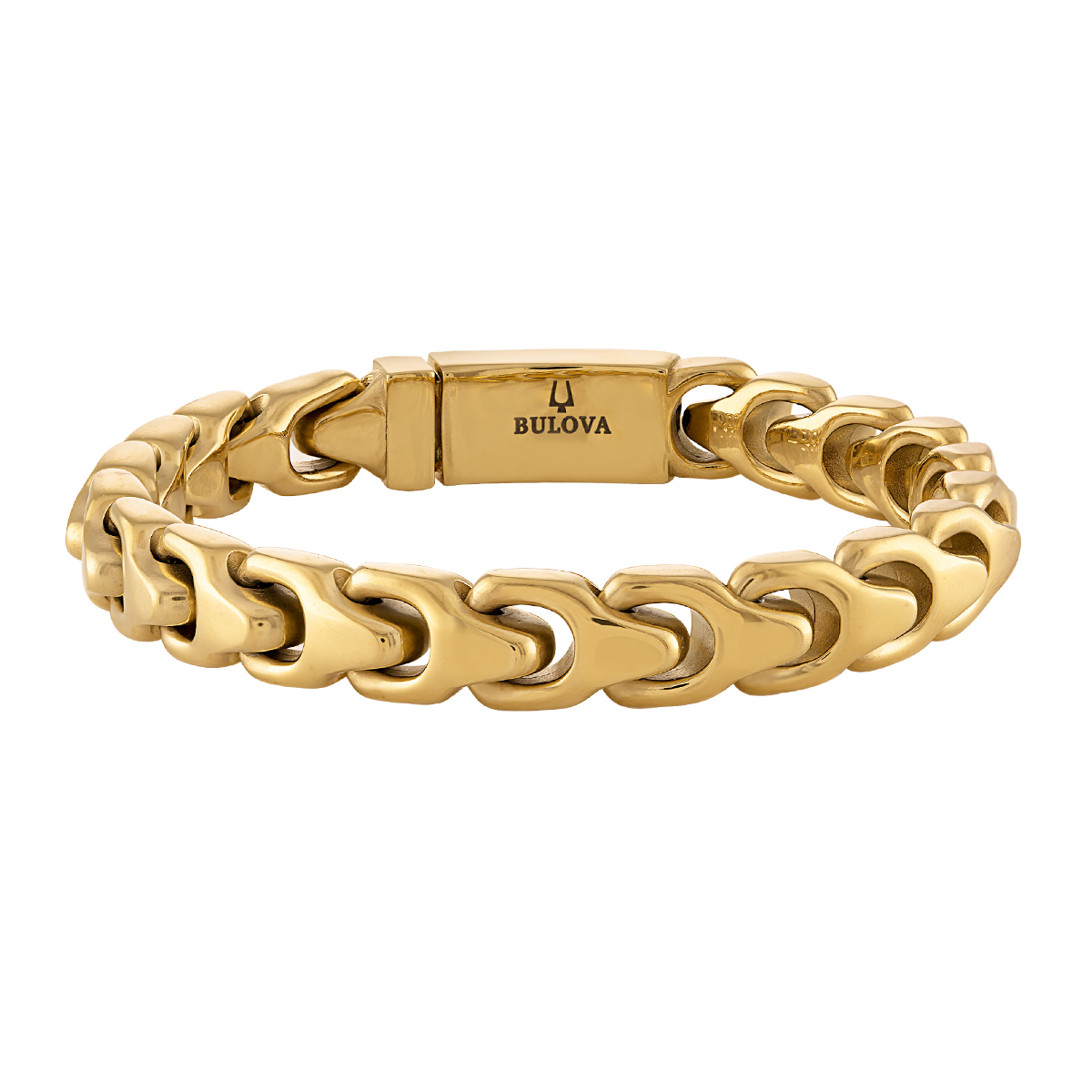 Gold-tone ion plated stainless steel men's Bulova 10mm 8.5 inch link bracelet