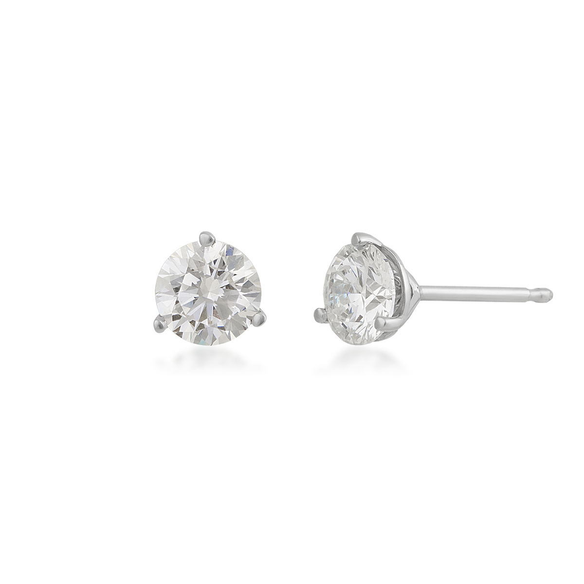 14K white gold 1-1/2 ct. tw. round lab-grown diamond solitaire earrings