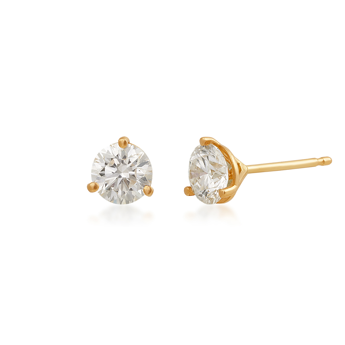 14k yellow gold Adamante 1-1/2 ct. tw. lab-grown round brilliant diamond solitaire earrings