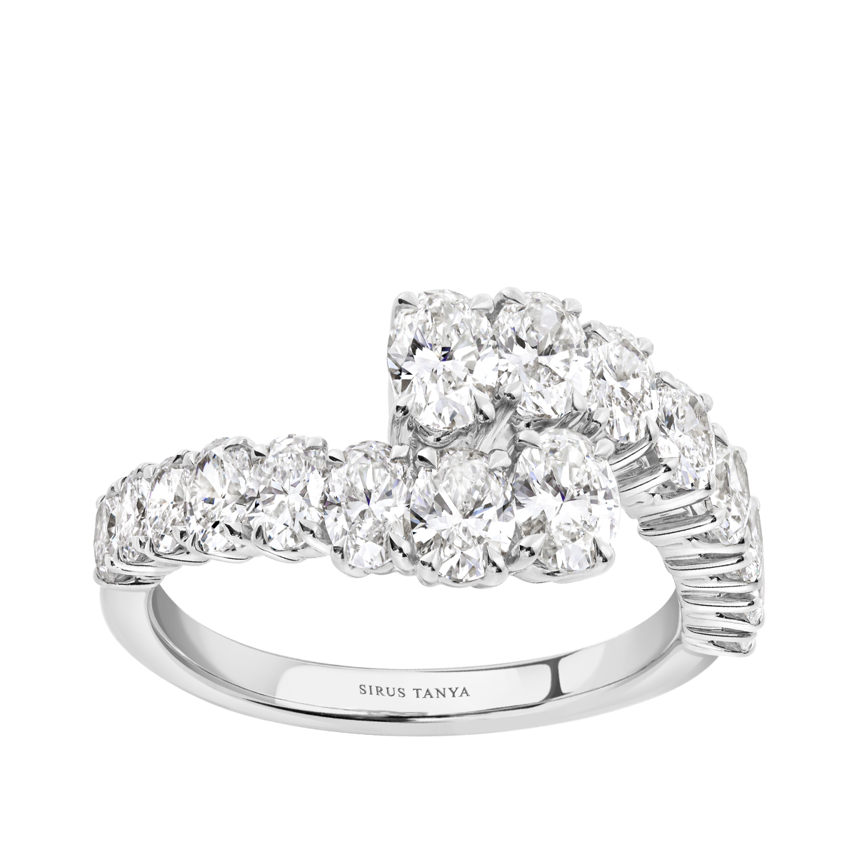 Sirus Tanya 1-9/10 ct. tw. Oval Diamond Bypass Ring in 18K White Gold
