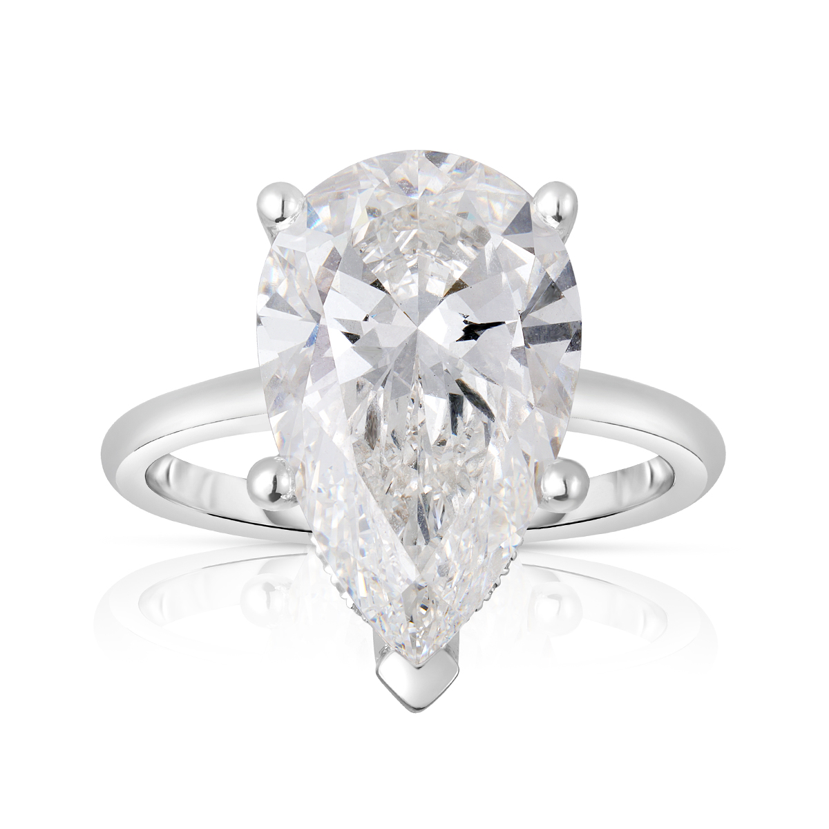 Adamante 6-1/5 ct. tw. Lab-Grown Pear Diamond Hidden Halo Engagement Ring in 14K White Gold