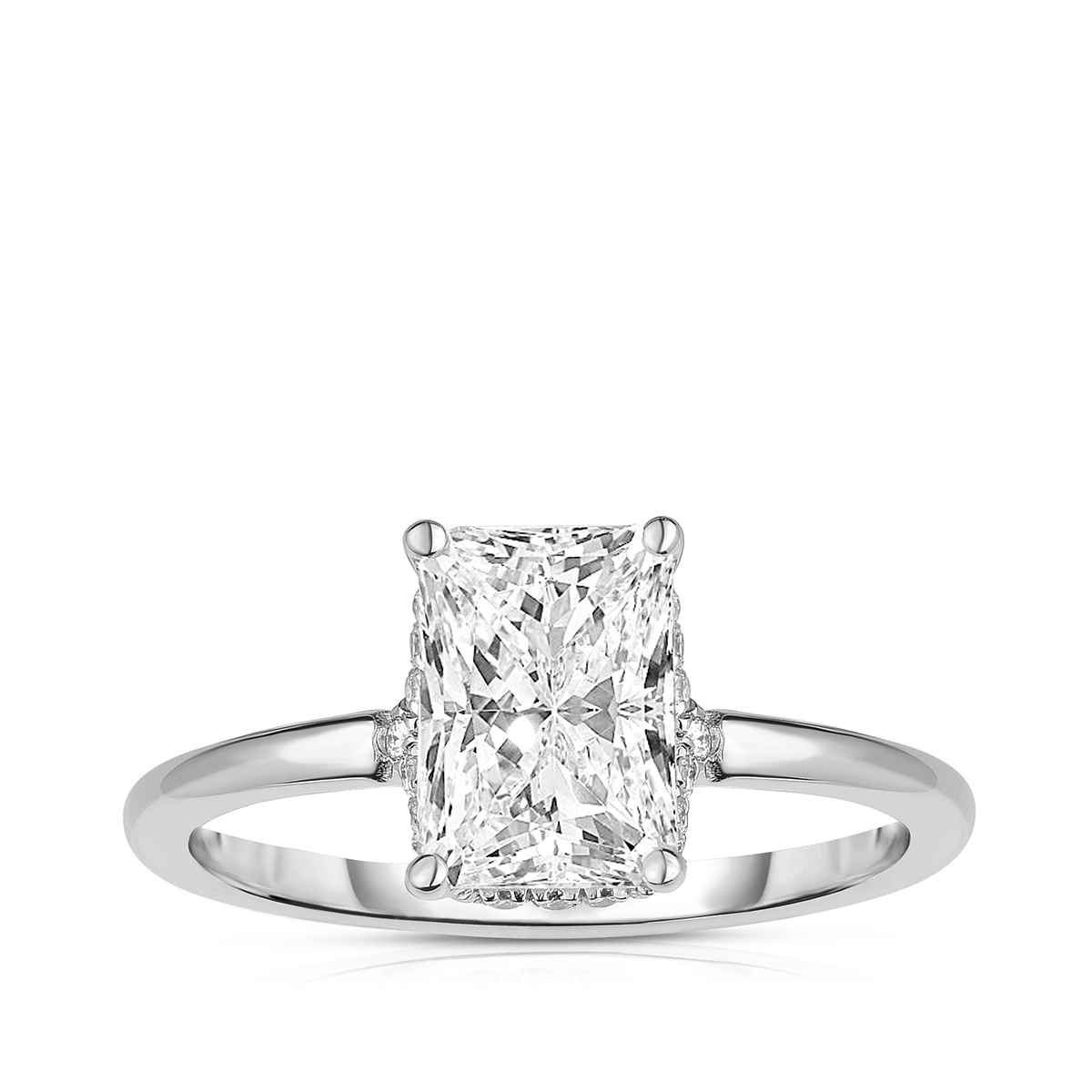 Adamante 5-1/5 ct. tw. Lab-Grown Radiant Cut Diamond Hidden Halo Engagement Ring in 14K White Gold