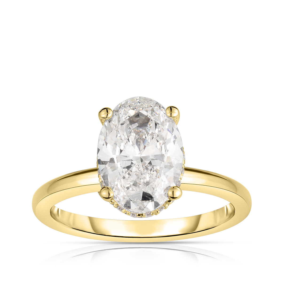 14K yellow gold 5-1/4 ct. tw. oval lab-grown diamond double hidden halo engagement ring