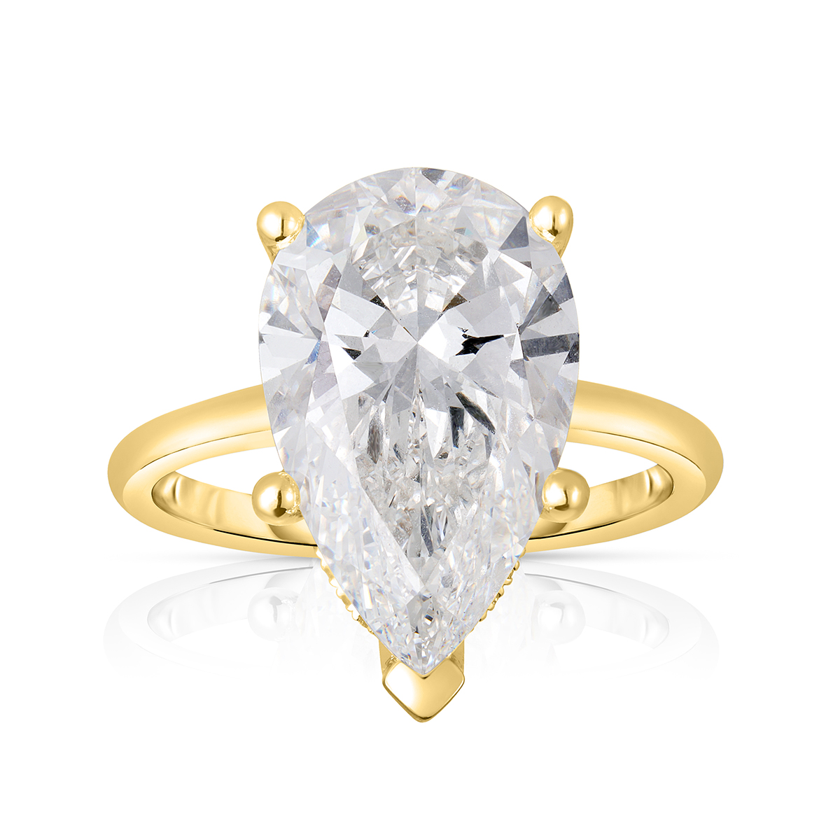 14K yellow gold 5-1/2 ct. tw. pear lab-grown diamond hidden halo engagement ring