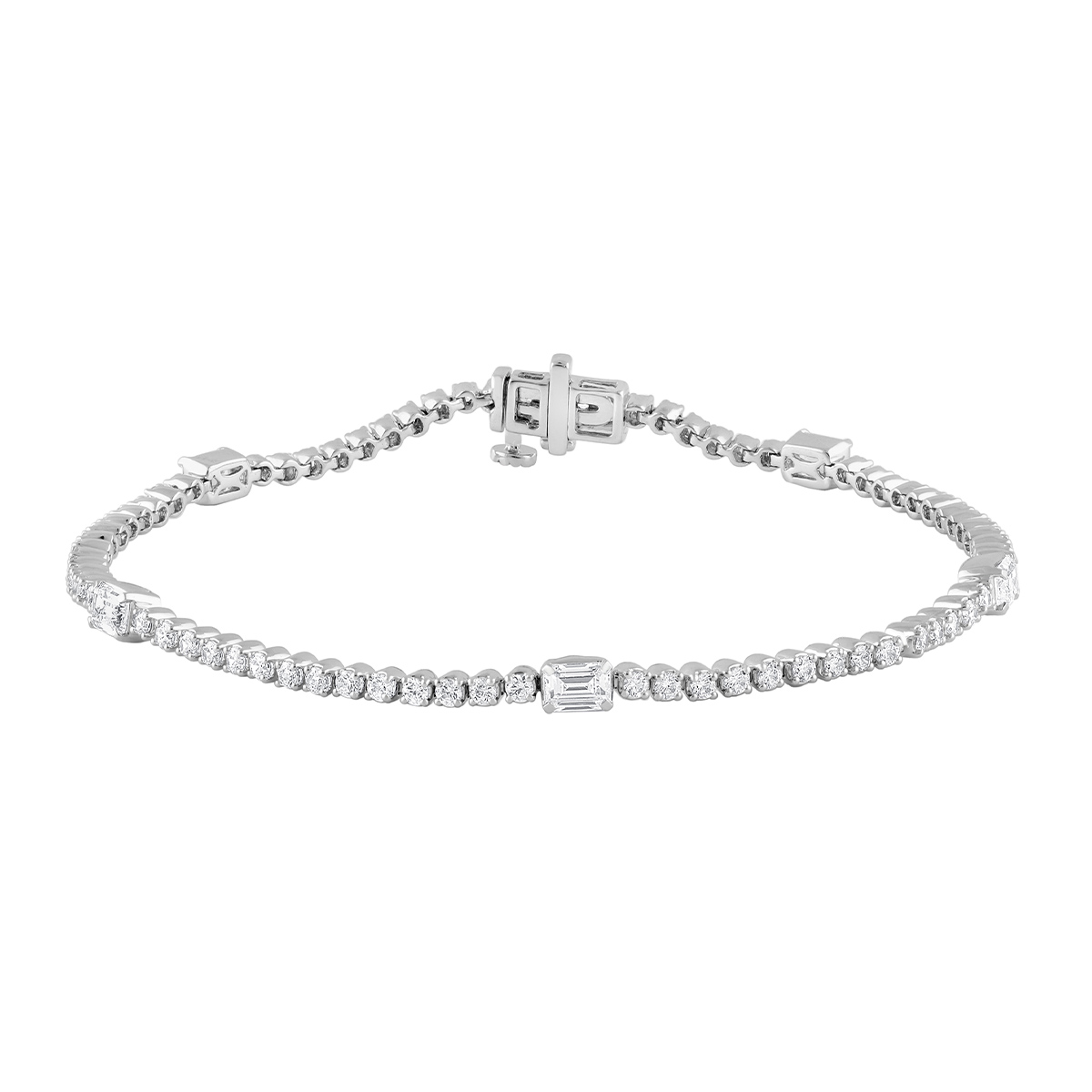 Adamante 2-3/4 ct. tw. Lab-Grown Round & Emerald Cut Diamond Tennis Bracelet in 14K White Gold
