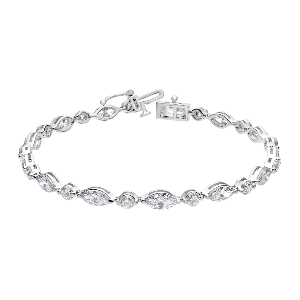 Adamante 6-1/2 ct. tw. Lab-Grown Marquise & Round Diamond Bracelet in 14K White Gold