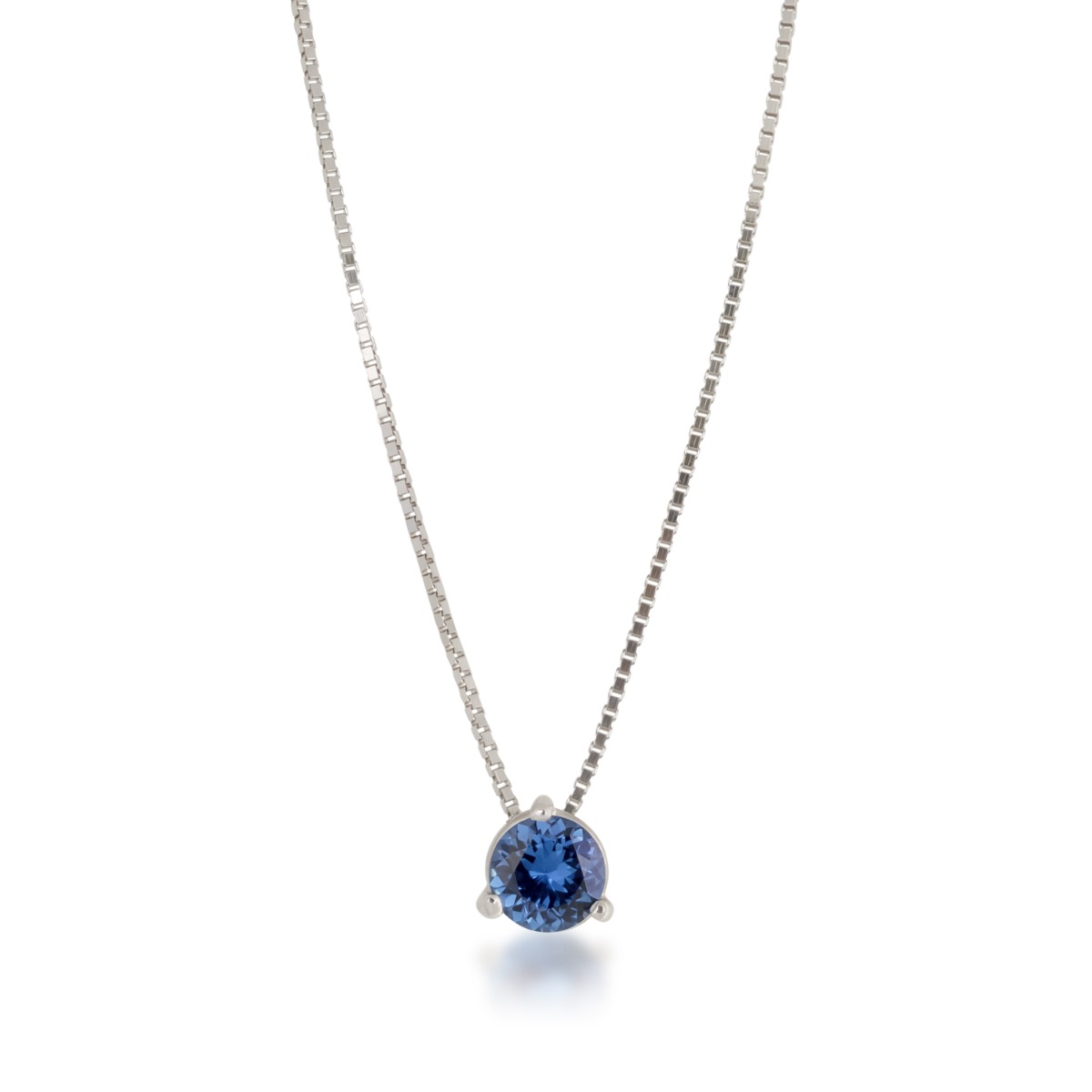 4mm Yogo Sapphire Solitaire Pendant in 14K White Gold