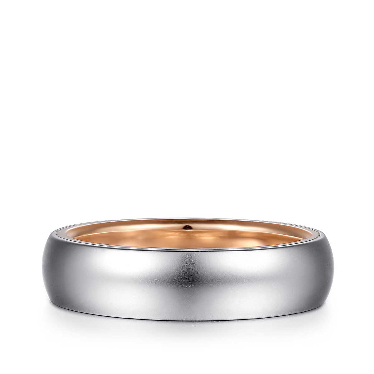 Gabriel & Co. Soren Men's 6mm Sandblast Finish Wedding Ring in 14K White & Pink Gold