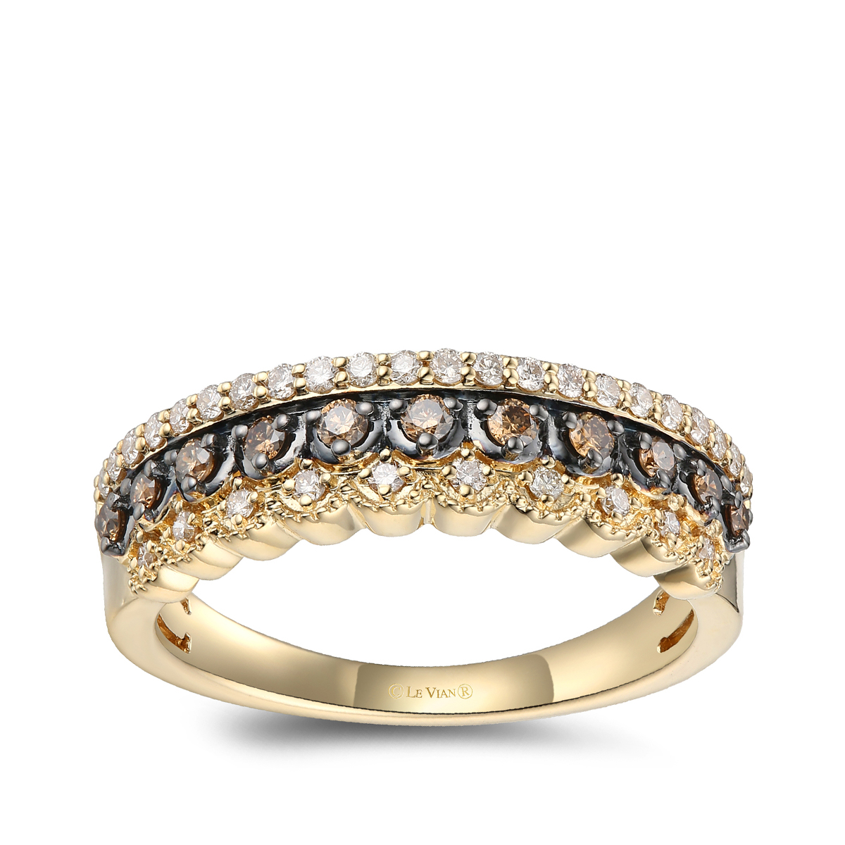 Le Vian 3/8 ct. tw. Chocolate & Nude Diamond Multi-Row Stackable Ring in 14K Honey Gold