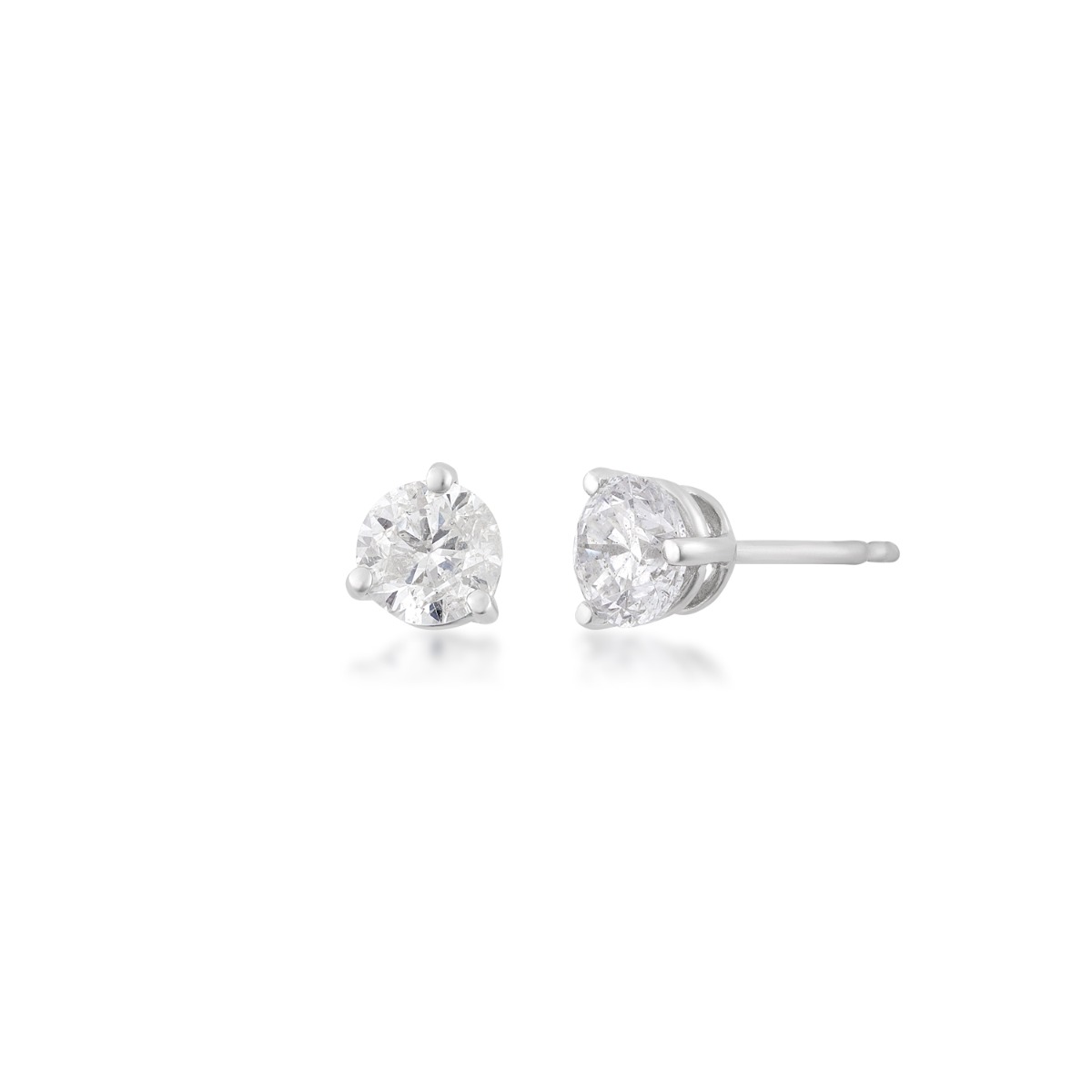 14K white gold 7/8 ct. tw. round brilliant diamond solitaire earrings