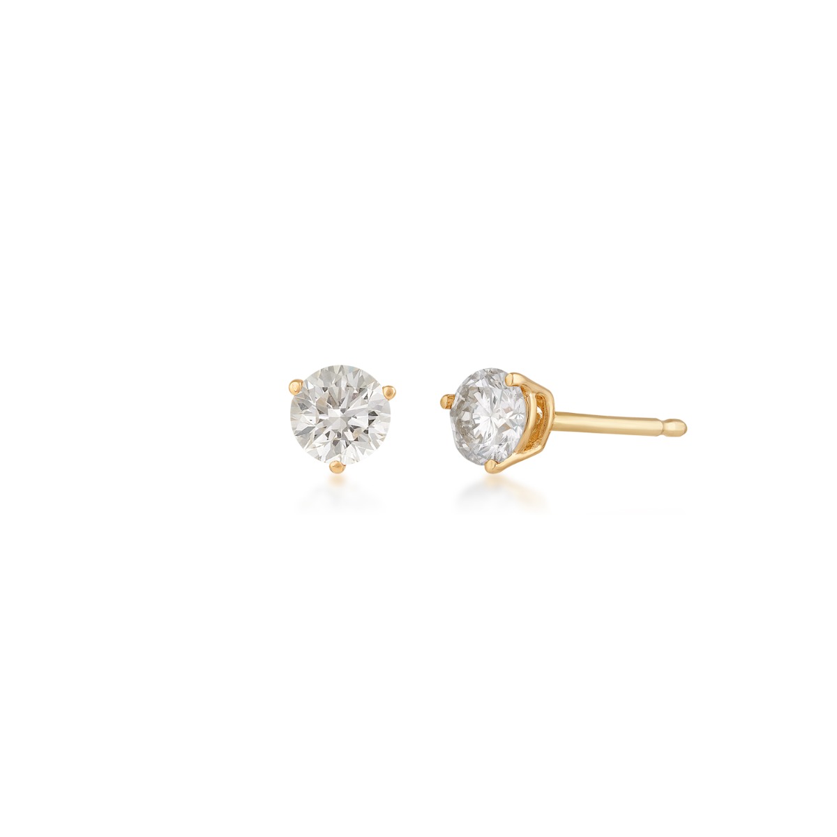 3/8 ct. tw. Round Brilliant Diamond Solitaire Earrings in 14K Yellow Gold