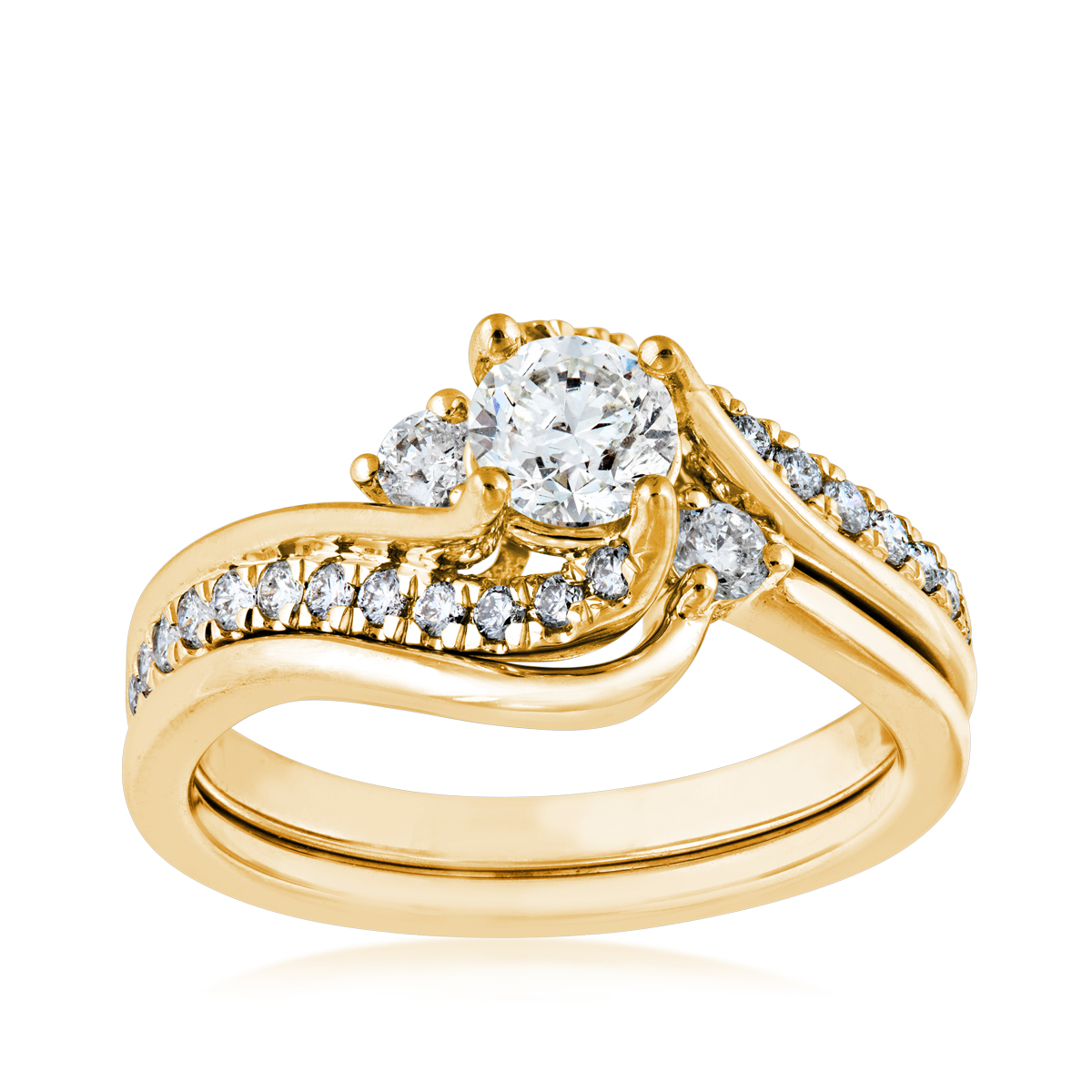 Canadian Rocks 9/10 ct. tw. Round Brilliant Diamond Wedding Set in 14K Yellow Gold
