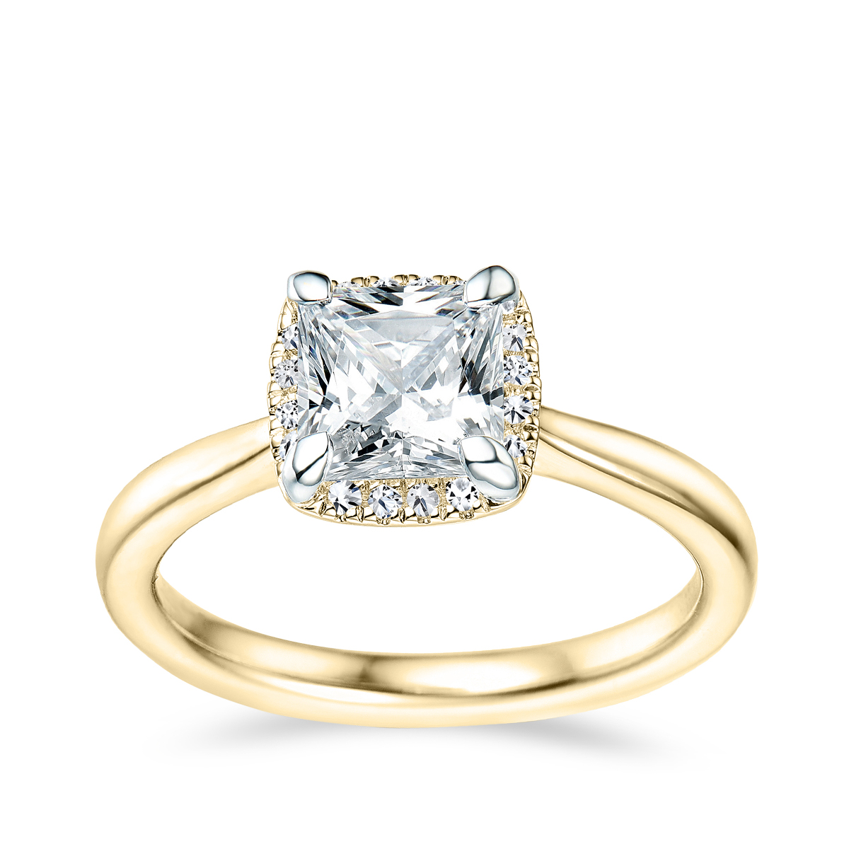 Canadian Rocks 1-1/2 ct. tw. Princess Cut Diamond Halo Engagement Ring in 14K Yellow Gold
