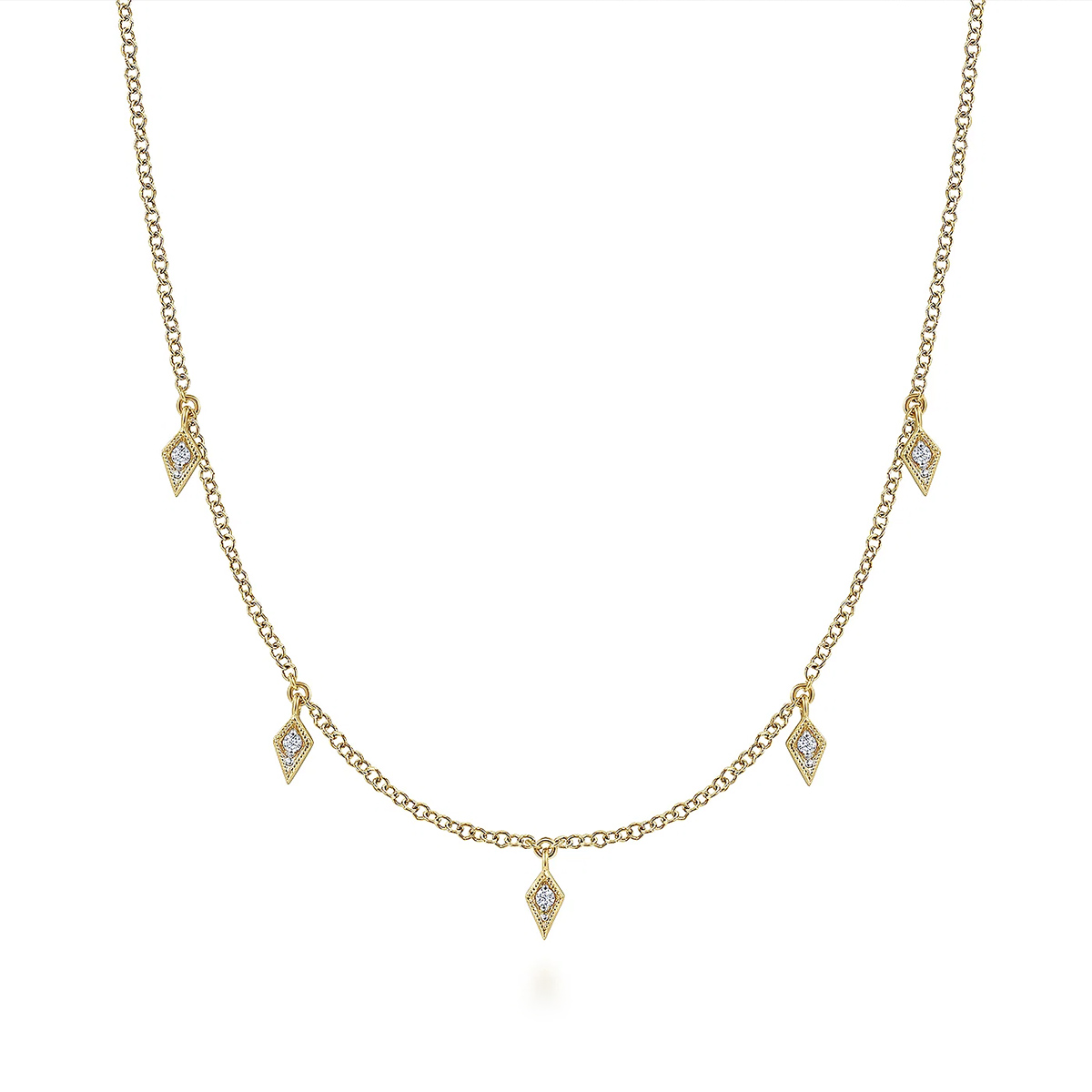 Gabriel & Co. Diamond Accent Kite Drop Station Necklace in 14K Yellow Gold