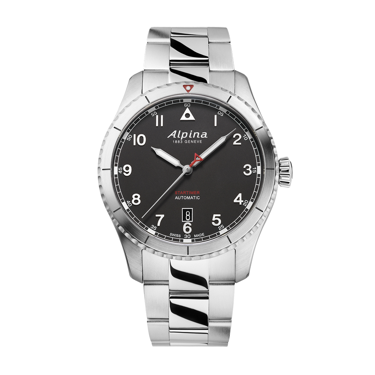 Alpina Men's Startimer Pilot Automatic Stainless Steel Watch with Black Dial