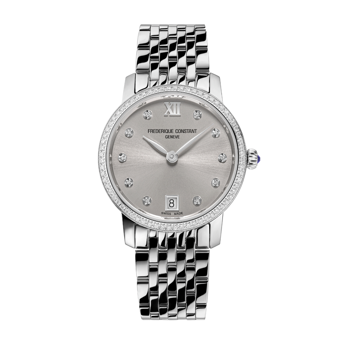 Frederique Constant Slimline Ladies' Quartz Stainless Steel Watch with Brown Dial