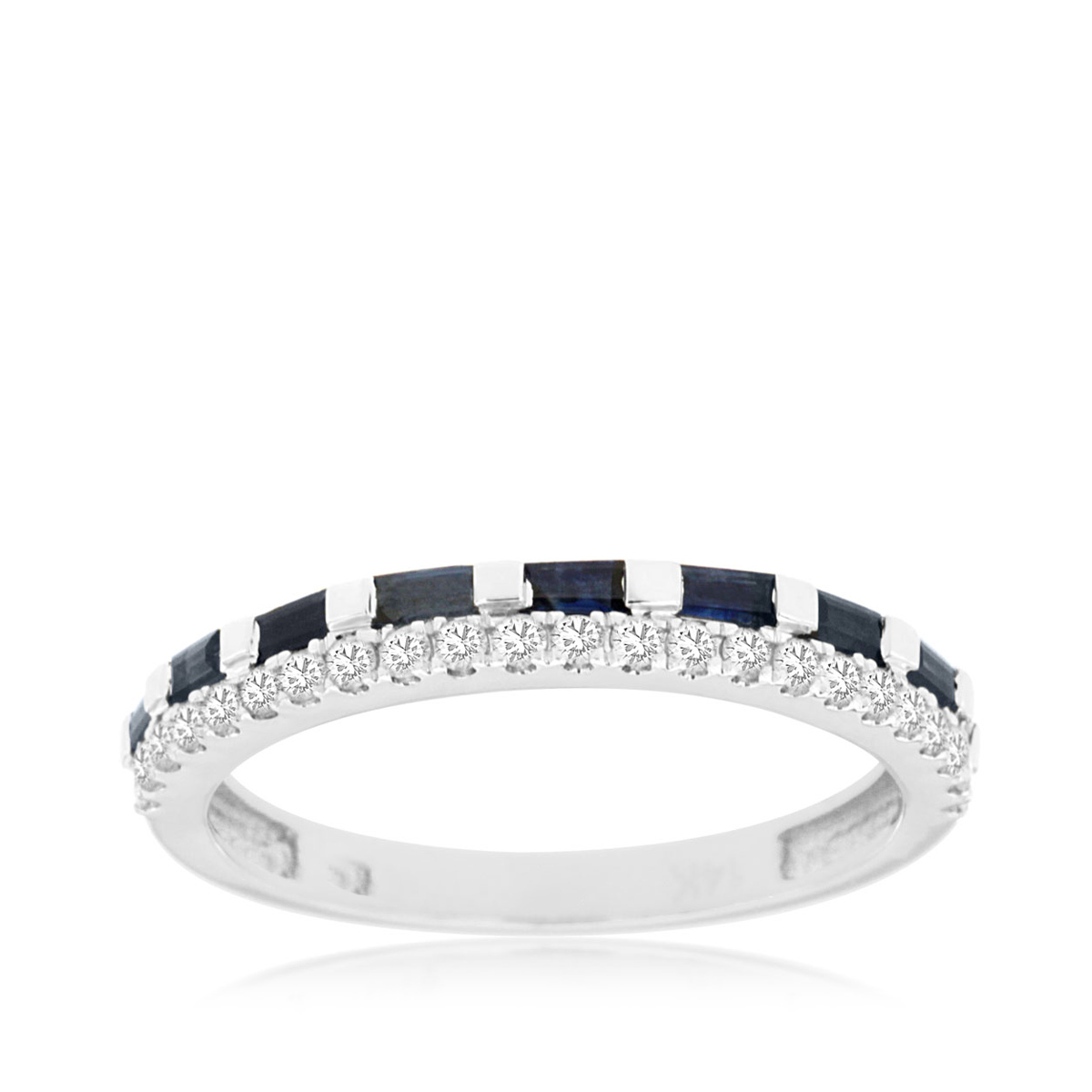 Sapphire & 1/5 ct. tw. Diamond Stackable Ring in 14K White Gold