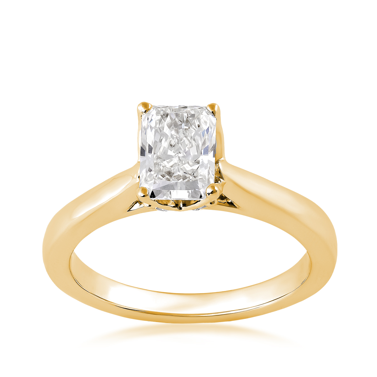 14K yellow gold Adamante 1-1/4 ct. tw. lab-grown radiant cut diamond solitaire engagement ring