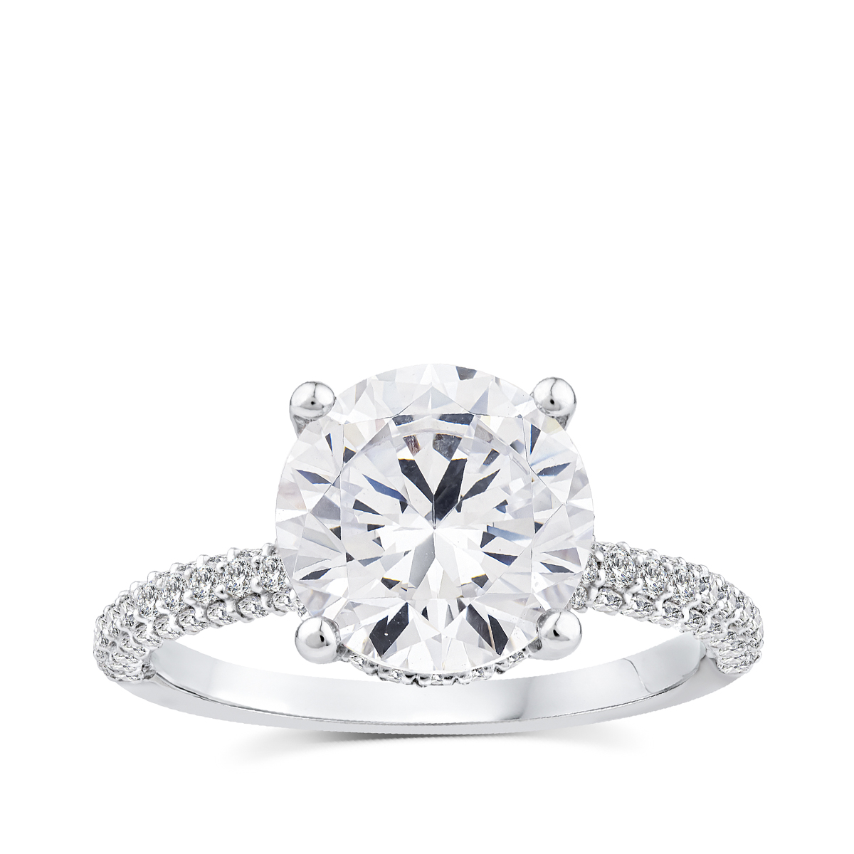 Above Love Star 3-9/10 ct. tw. Lab-Grown Round Brilliant Diamond Pave Hidden Halo Engagement Ring in 18K White Gold