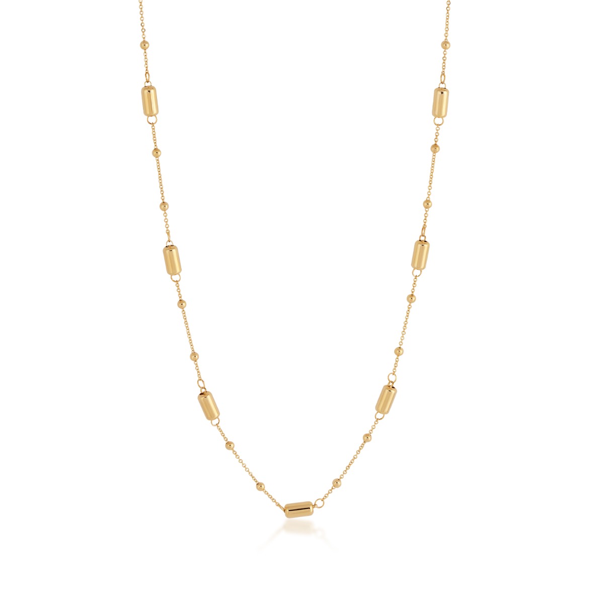 Bar Bead & Link Strand Necklace in 10K Yellow Gold