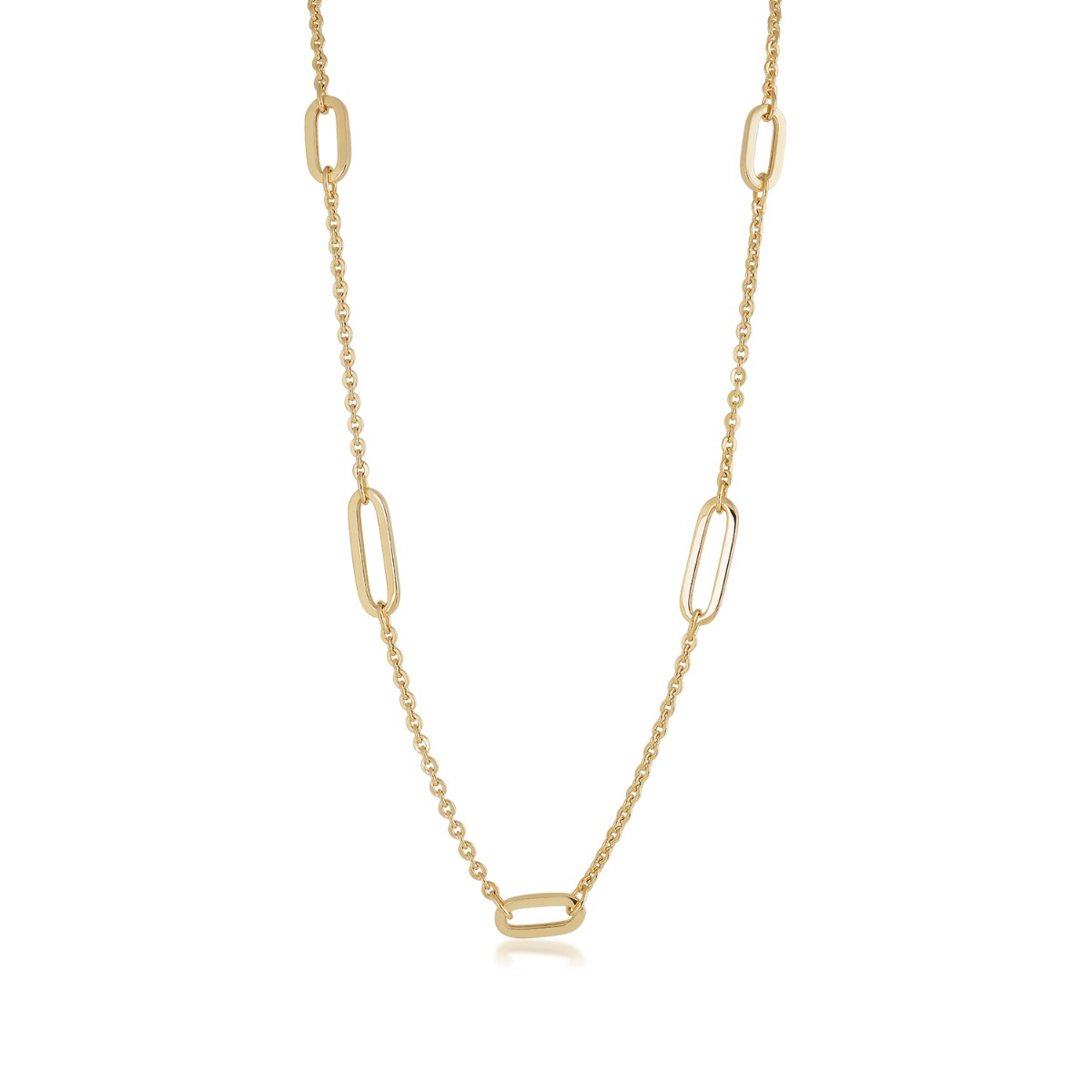 Alternating Paperclip Necklace in 10K Yellow Gold