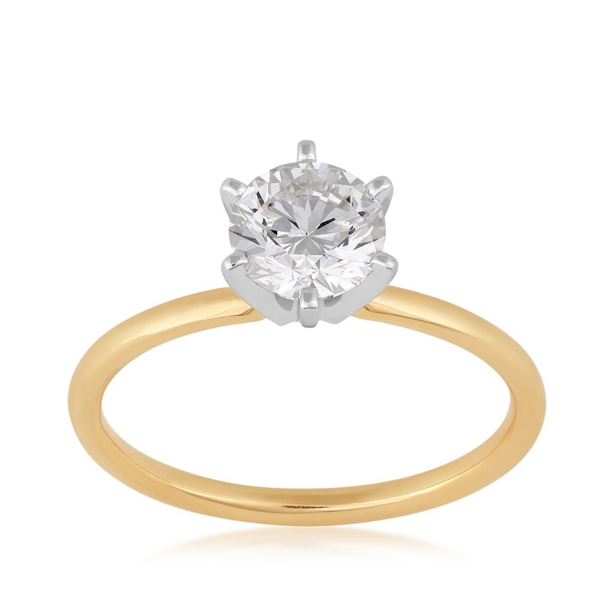 Premier Natural 1 ct. tw. Round Brilliant Diamond Solitaire Engagement Ring in 14K Yellow Gold
