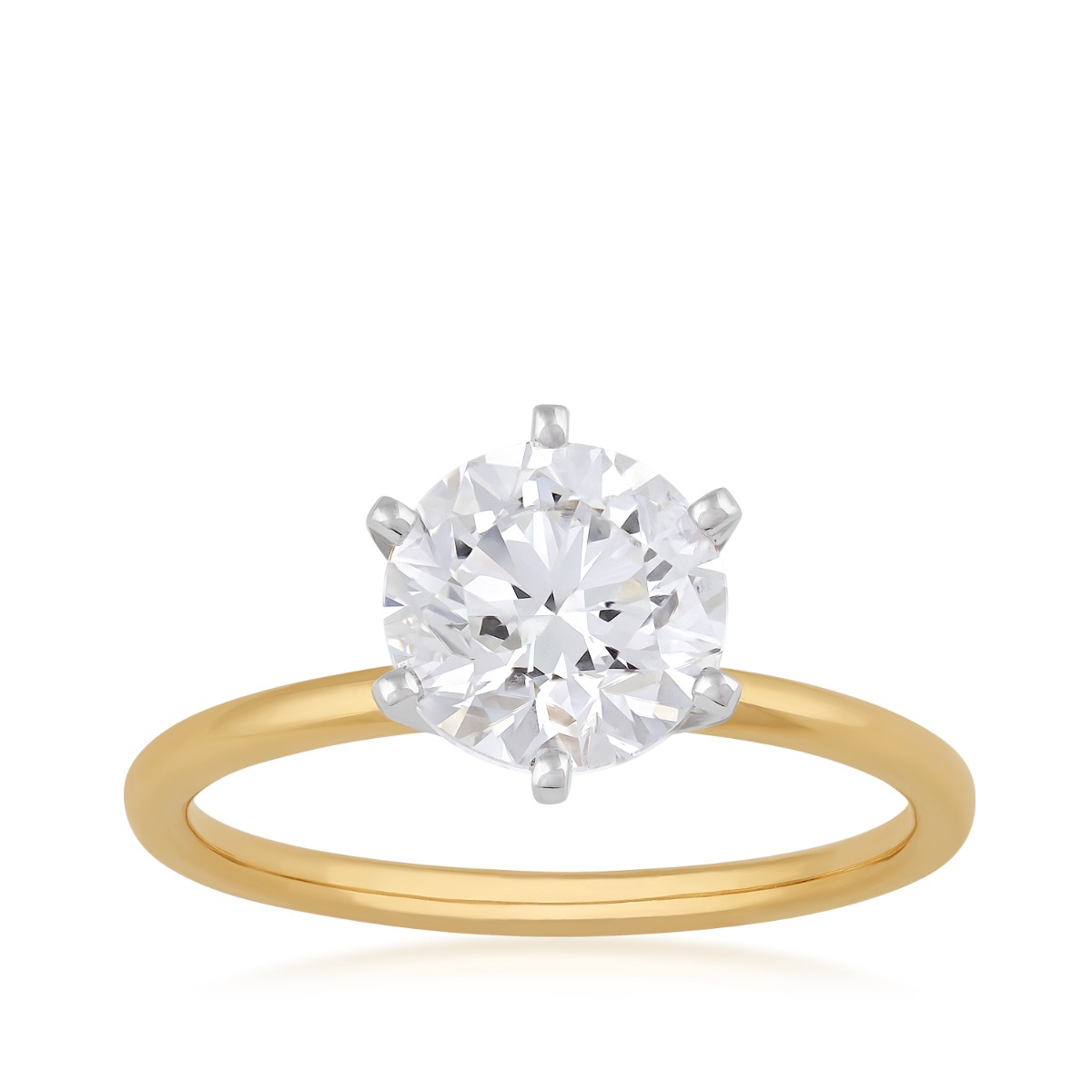 Premier Natural 2 ct. tw. Round Brilliant Diamond Solitaire Engagement Ring in 14K Yellow Gold