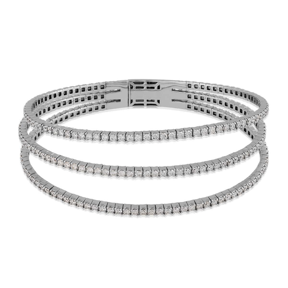 5 ct. tw. Diamond Multi-Row Flex Bangle Bracelet in 14K White Gold