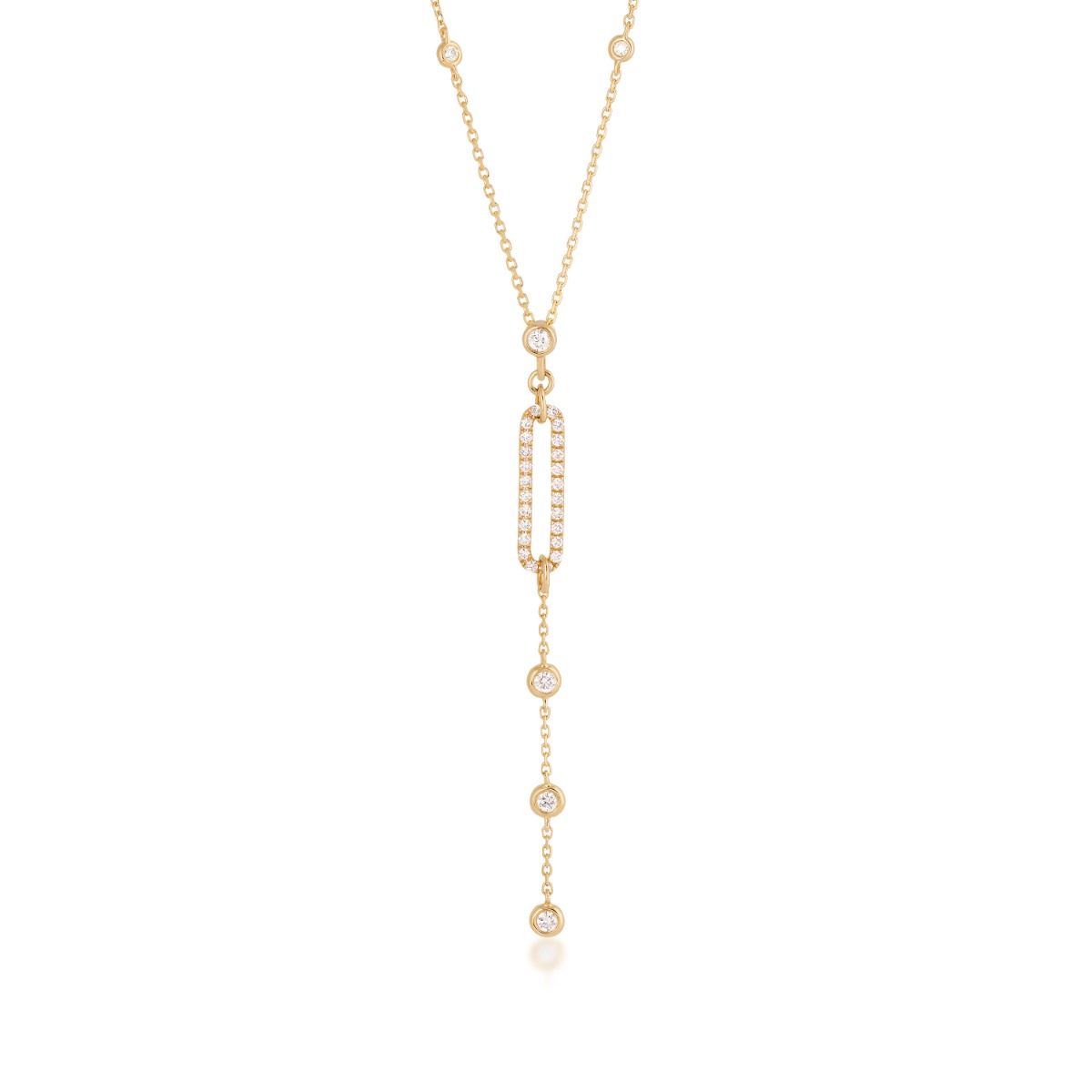 Demi Fine 1/3 ct. tw. Diamond Paperclip Y Necklace in 14K Yellow Gold