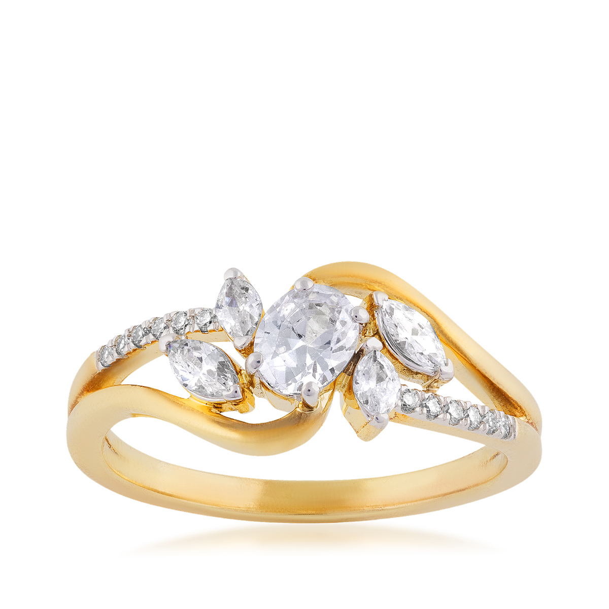 5/8 ct. tw. Oval & Marquise Diamond Ring in 14K Yellow Gold5/8 ct. tw. Oval & Marquise Diamond Ring in 14K Yellow Gold