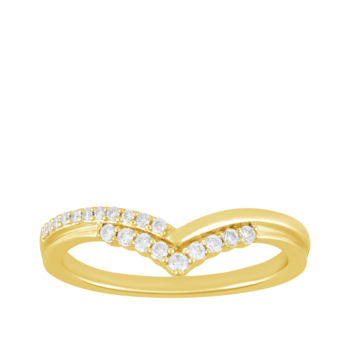 1/7 ct. tw. Diamond Contour Chevron Two Row Ring in 14K Yellow Gold