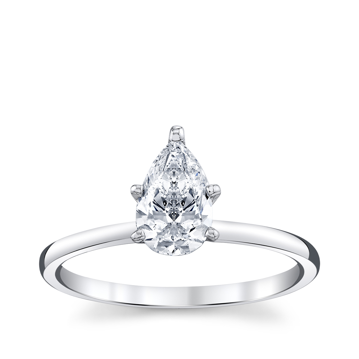 Premier Natural 1 ct. tw. Pear Diamond Solitaire Engagement Ring in 14K White Gold