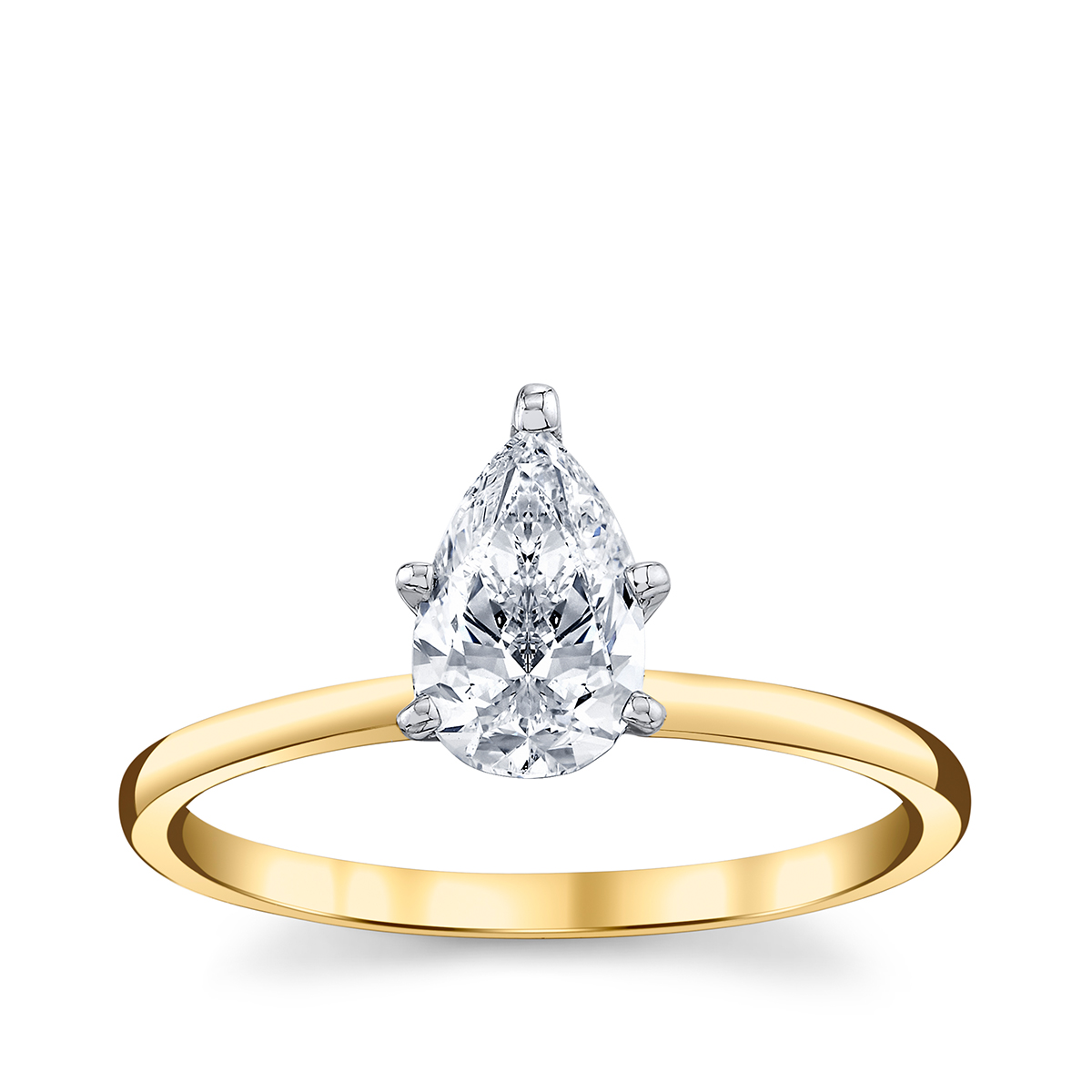Premier Natural 1 ct. tw. Pear Diamond Solitaire Engagement Ring in 14K Yellow Gold