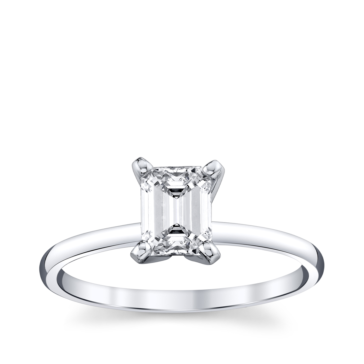 Premier Natural 1 ct. tw. Emerald Cut Diamond Solitaire Engagement Ring in 14K White Gold