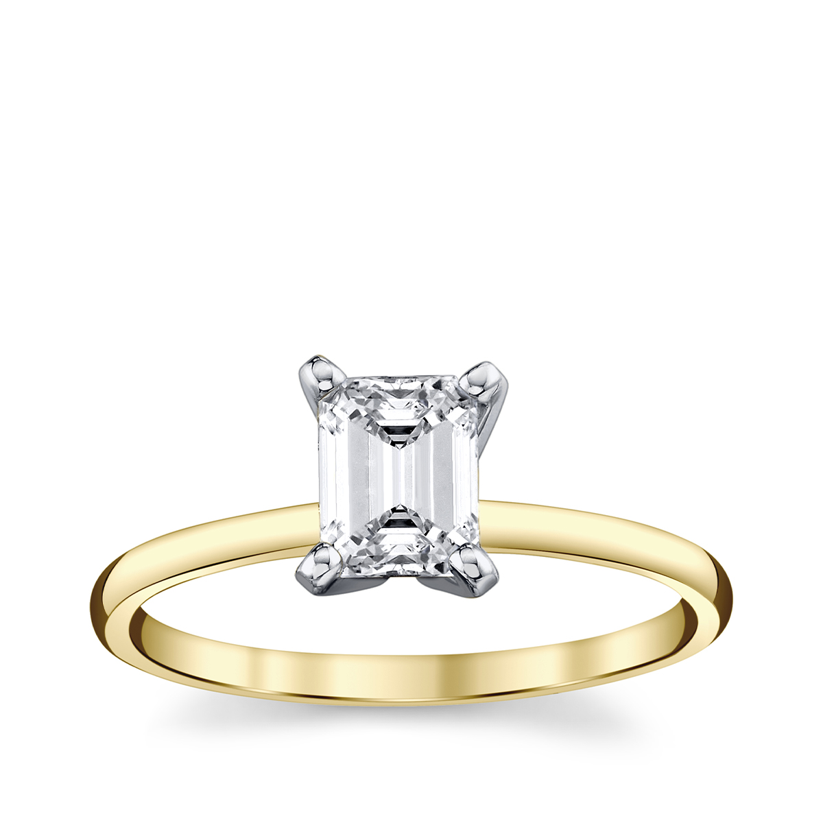 Premier Natural 1 ct. tw. Emerald Cut Diamond Solitaire Engagement ring in 14K Yellow Gold