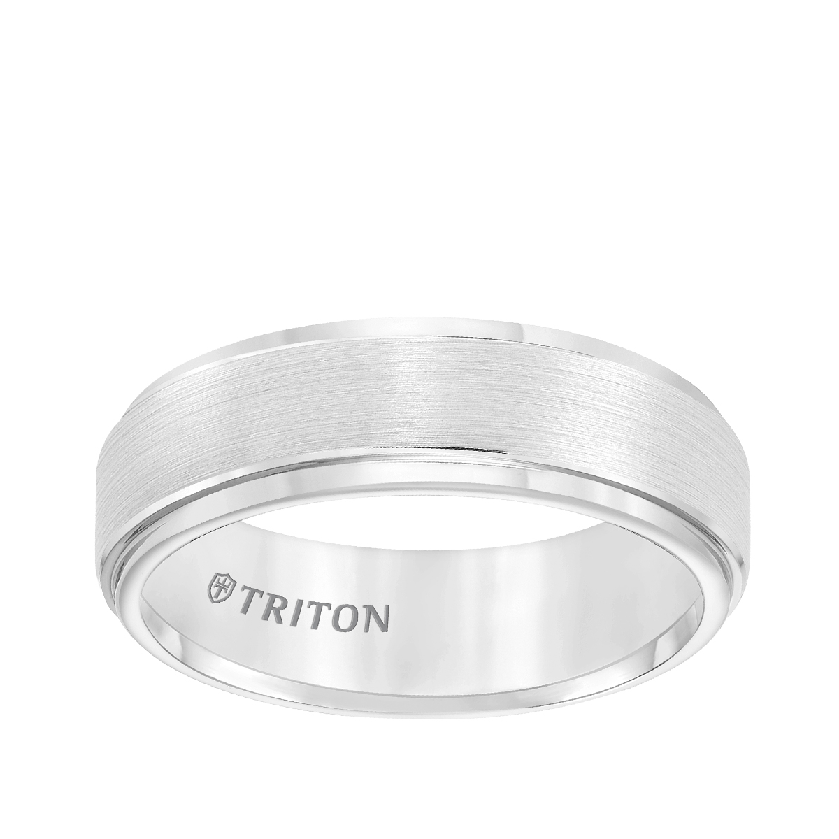 Triton Men's 7mm Brushed Finish Wedding Ring in White Tungsten