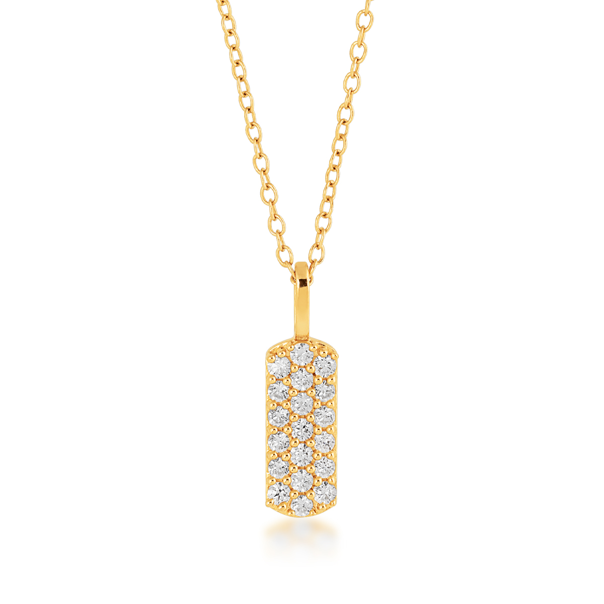 diamond yellow gold petite vetical bar pendant