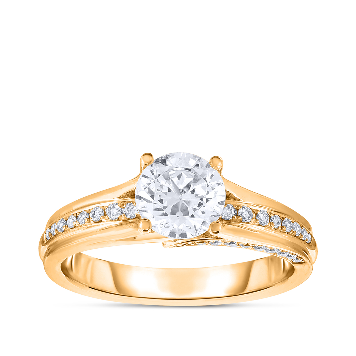 Premier Natural 1-1/5 ct. tw. Round Brilliant Diamond Engagement Ring in 14K Yellow Gold