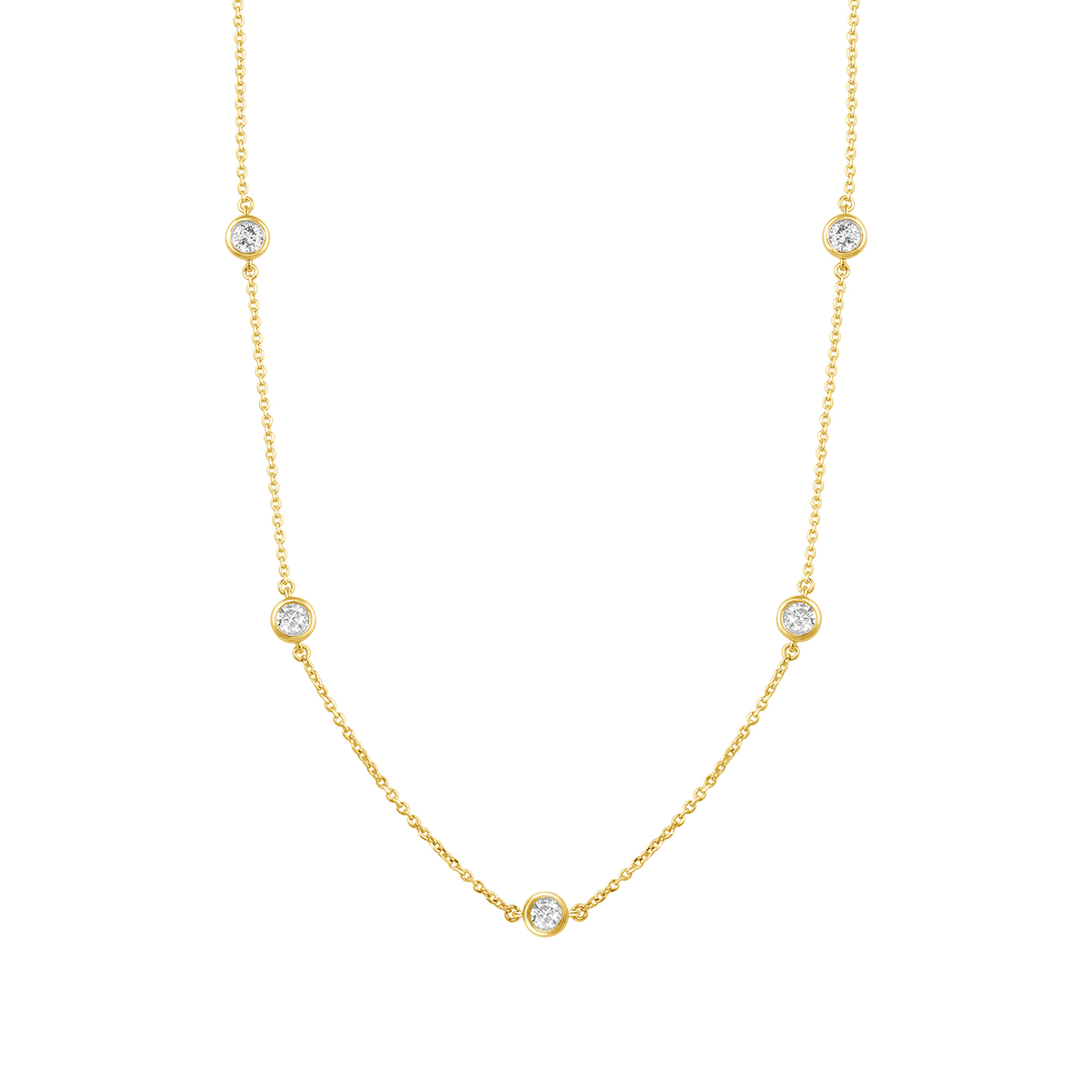 Demi Fine 1/2 ct. tw. Diamond Bezel Set Station Necklace in 14K Yellow Gold