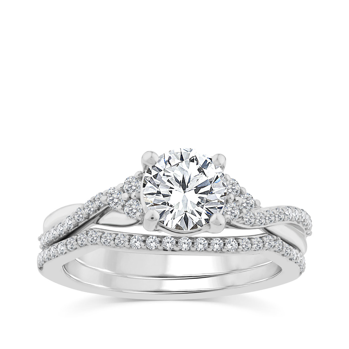 Noventa 1-1/3 ct. tw. Round Brilliant Diamond Wedding Set in 14K White Gold