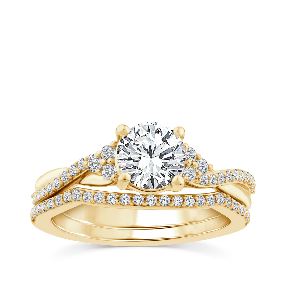 Noventa 1-1/3 ct. tw. Diamond Round Brilliant Wedding Set in 14K Yellow Gold