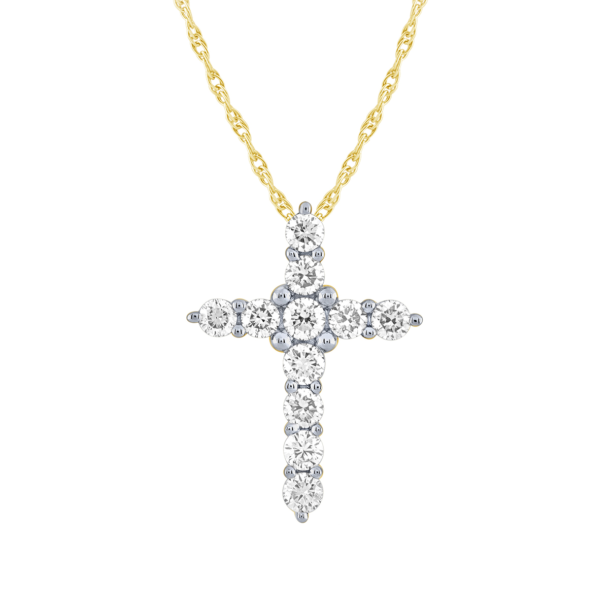 Adamante 1-1/2 ct. tw. Lab-Grown Diamond Cross Pendant in 10K Yellow Gold