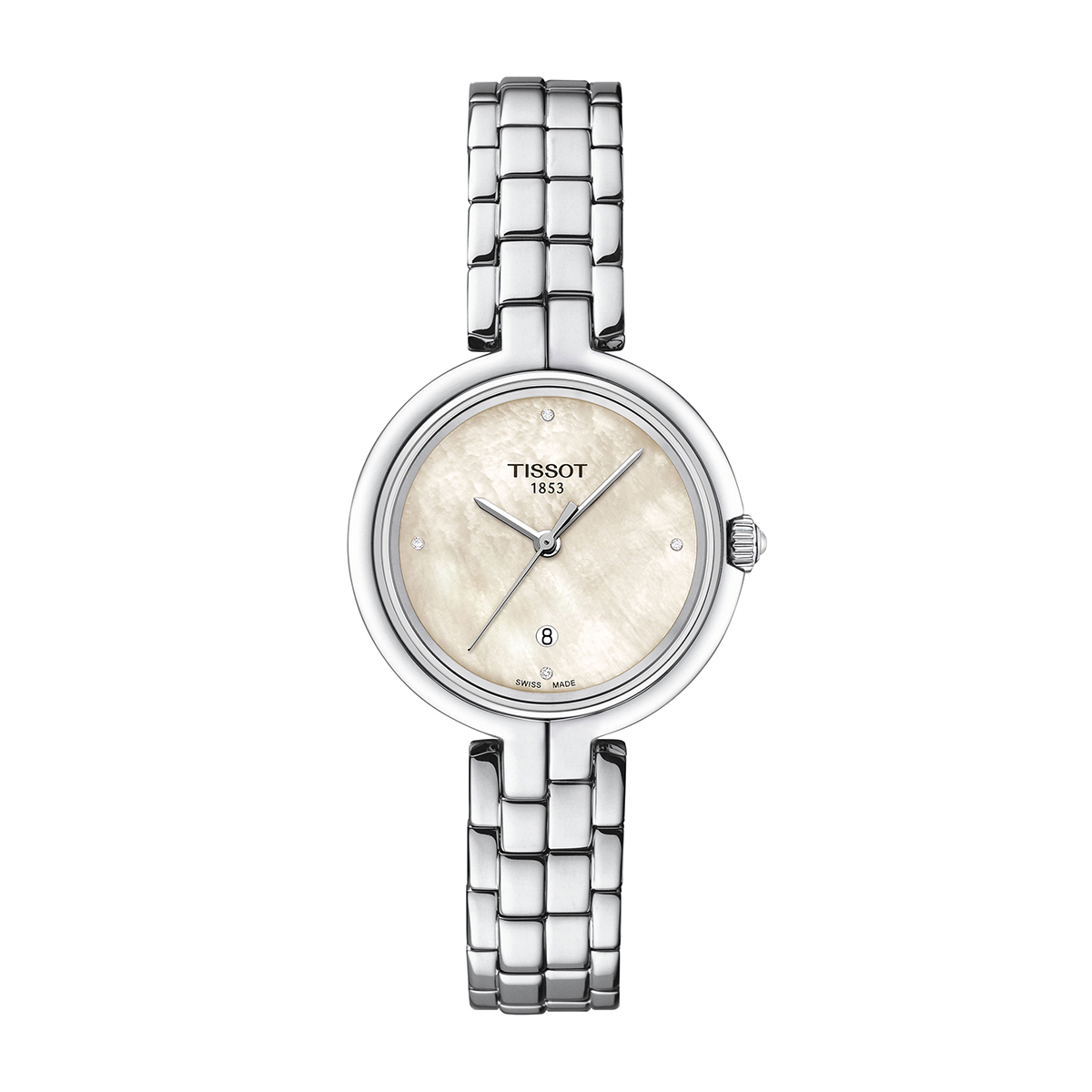Tissot Ladies' Flamingo Quartz Stainless Steel Watch with Mother of Pearl Dial