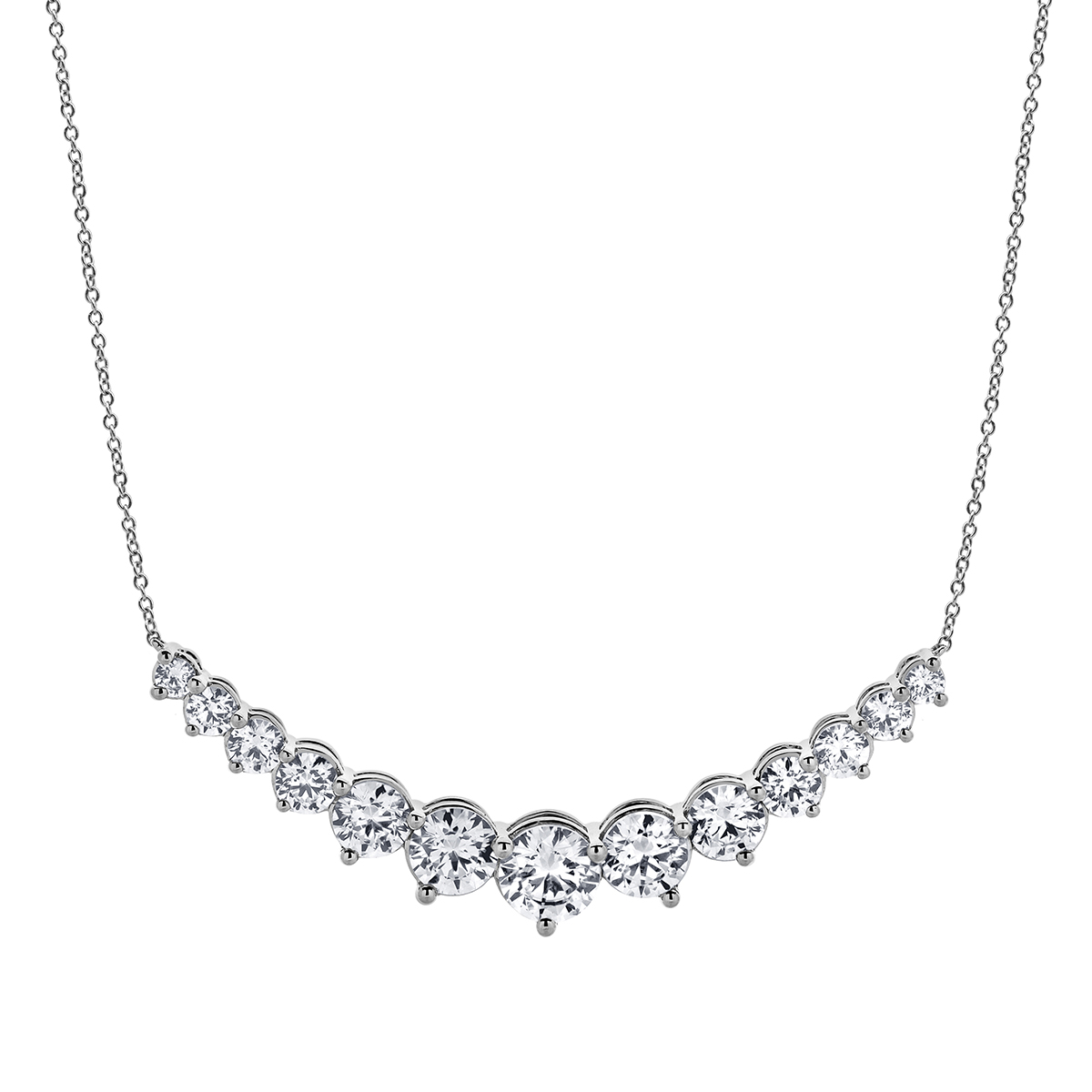 Adamante 5 ct. tw. Lab-Grown Diamond Curved Bar Necklace in 14K White Gold