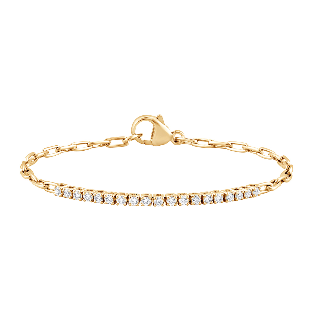 Demi Fine 1/2 ct. tw. Lab-Grown Diamond Tennis Paperclip Bracelet in 10K Yellow Gold