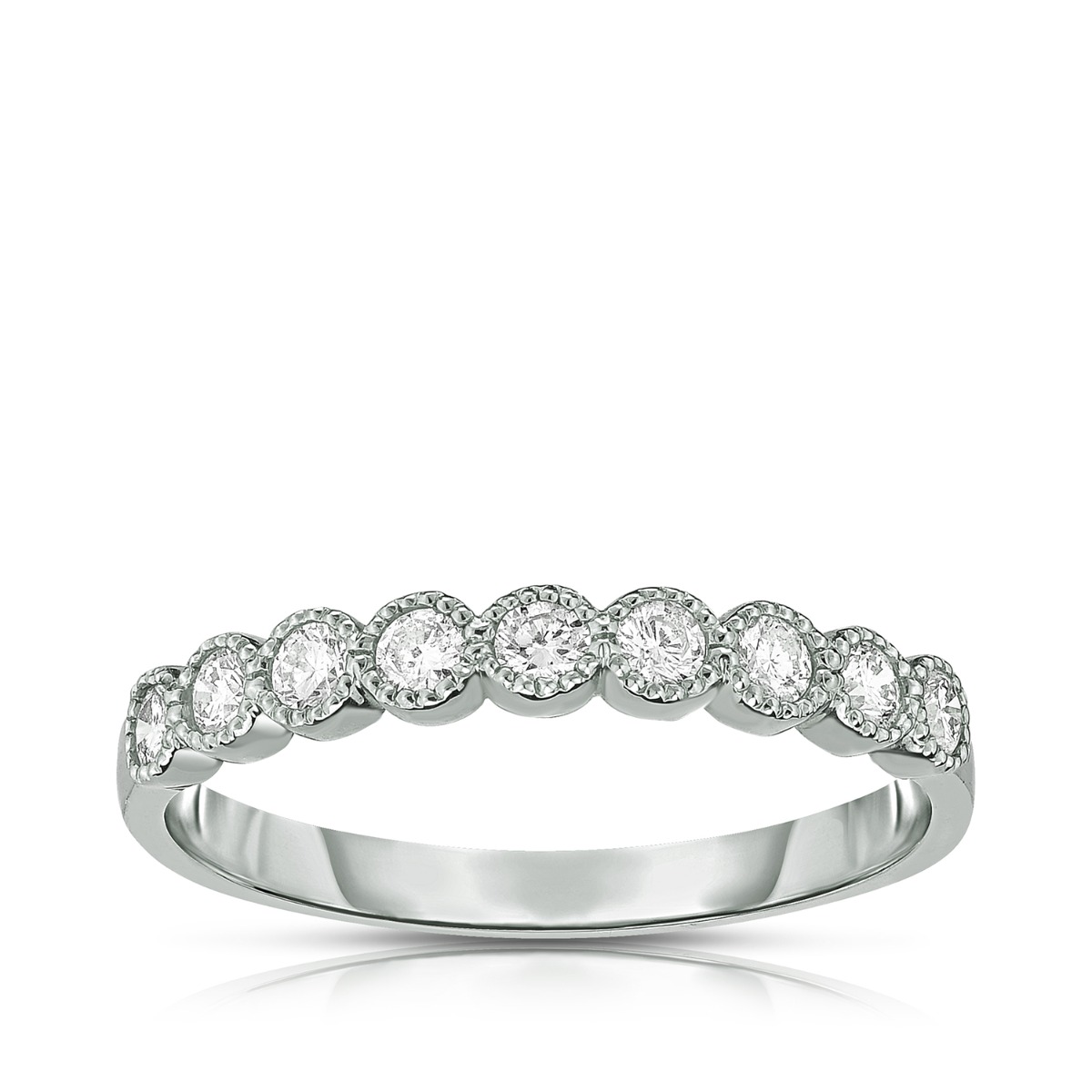 Perfect Match 1/2 ct. tw. Diamond Milgrain Anniversary Ring in 14K White Gold