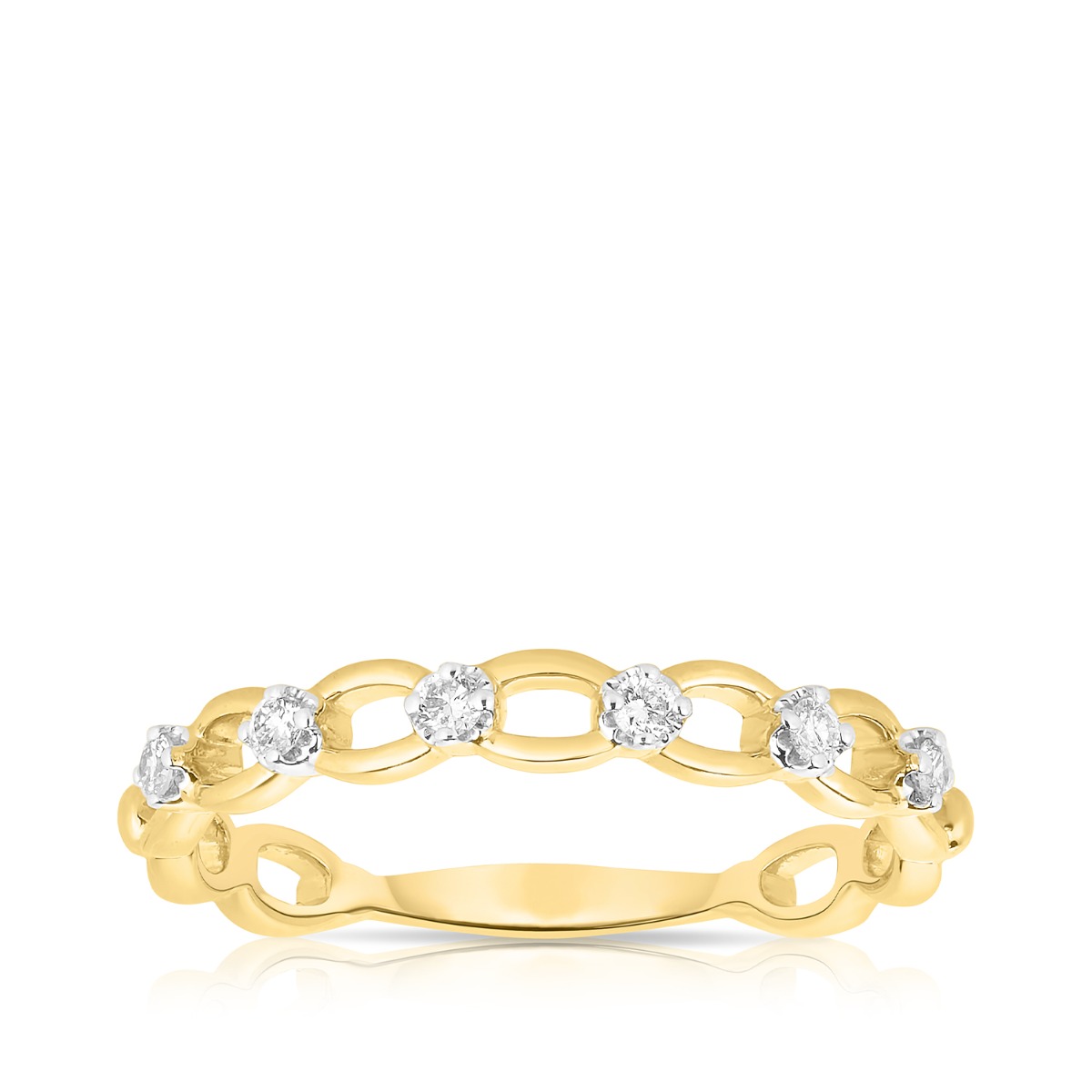 Perfect Match 1/10 ct. tw. Diamond Paperclip Stackable Ring in 14K Yellow Gold