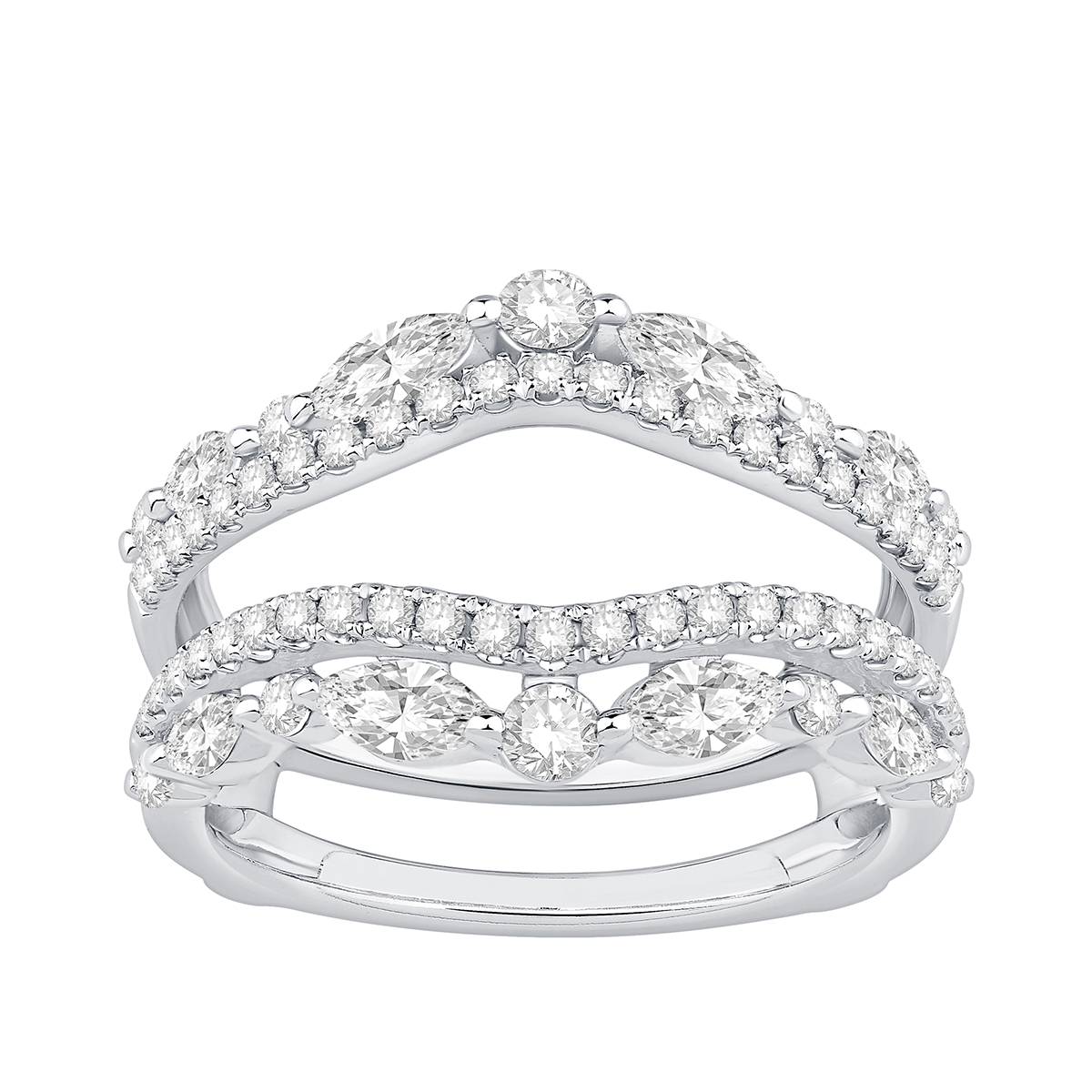 Adamante 1 ct. tw. Lab-Grown Marquise & Round Diamond Ring Enhancer in 14K White Gold