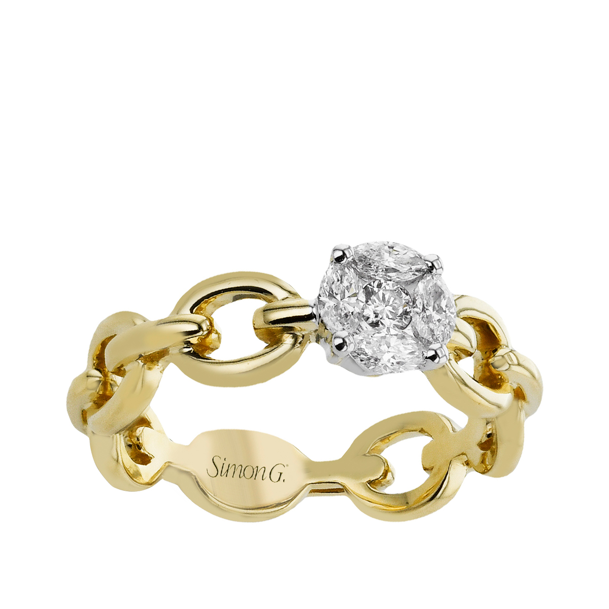 Simon G. 1/3 ct. tw. Round Brilliant Diamond Paperclip Link Ring in 18K Yellow Gold